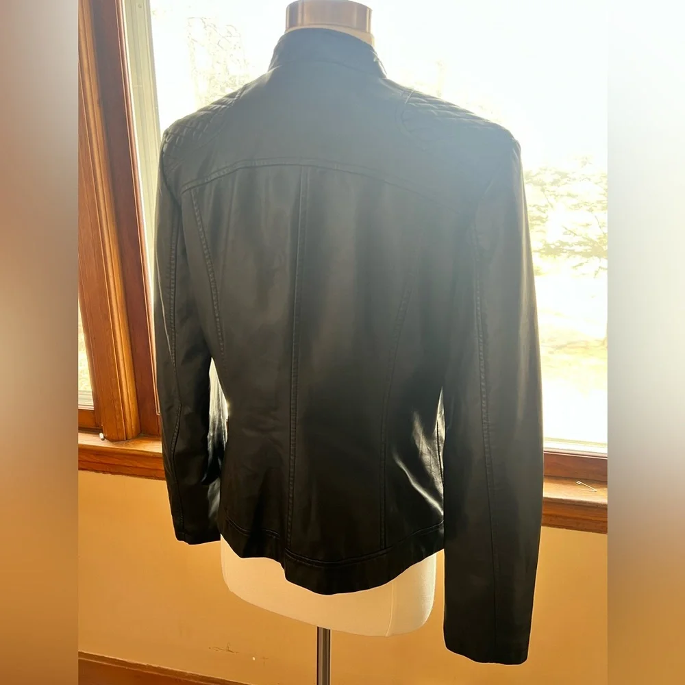 Black Faux Leather Jacket With silver details - Picture 3 of 4